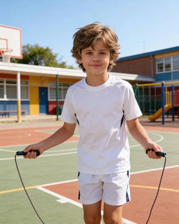 Boy jumping rope
