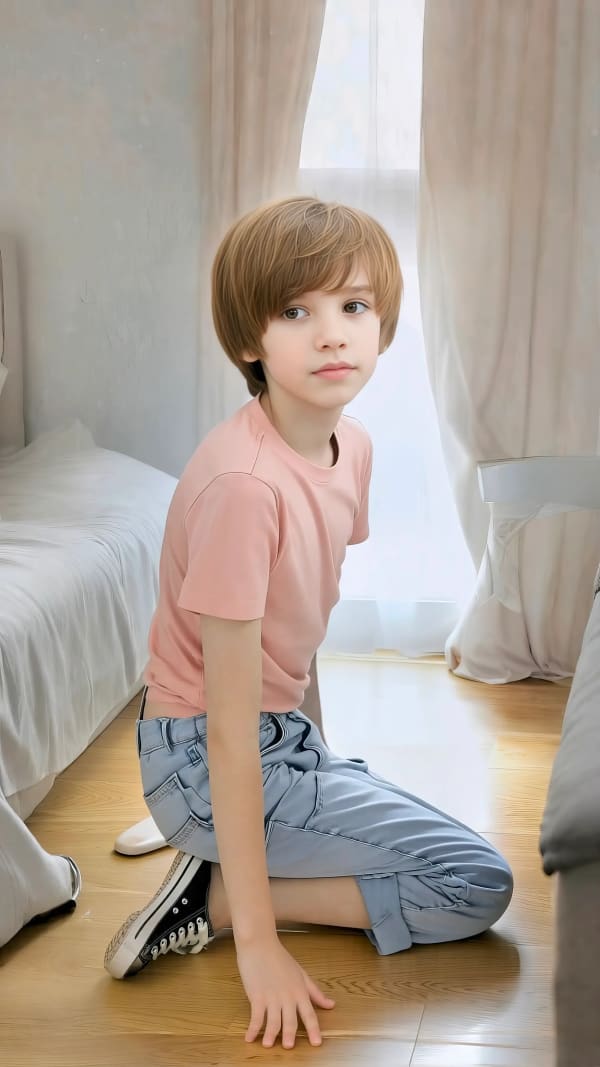Boy sitting on floor