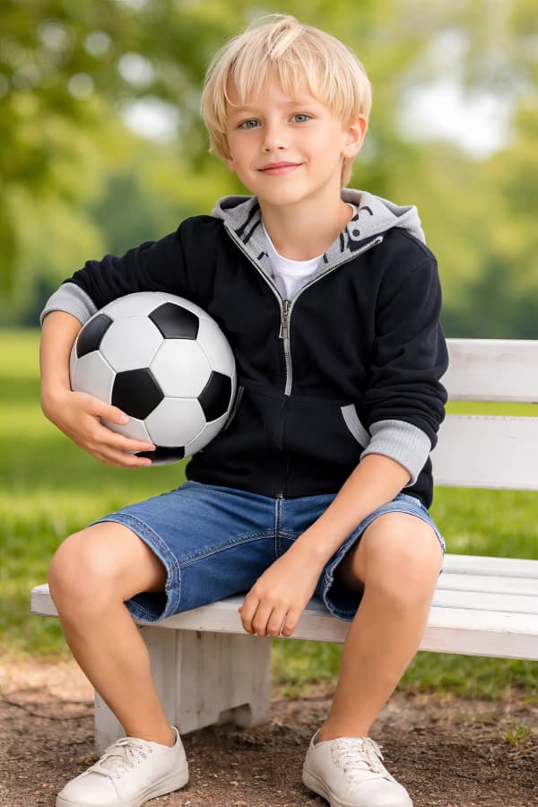 Boy holding soccer ball