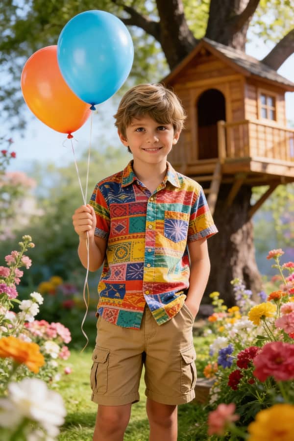 Boy holding balloons
