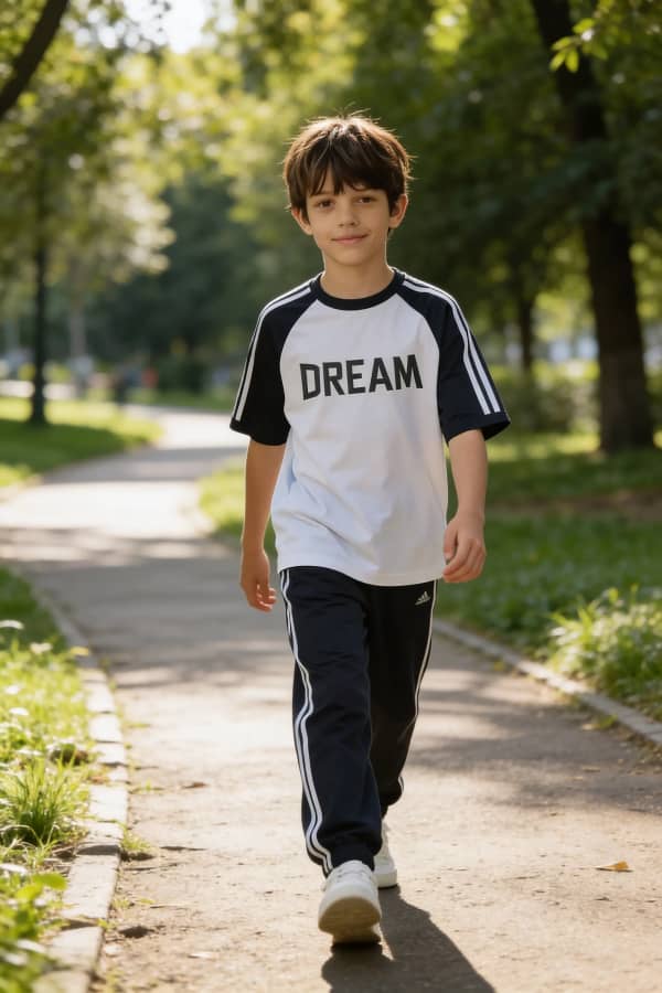 Boy walking in park