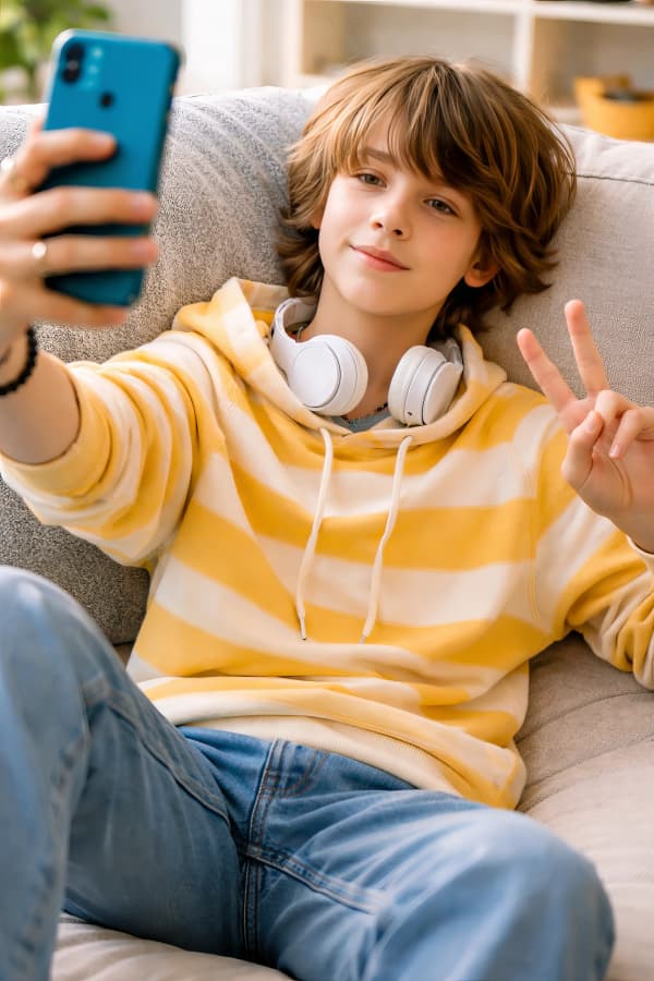 Boy taking selfie