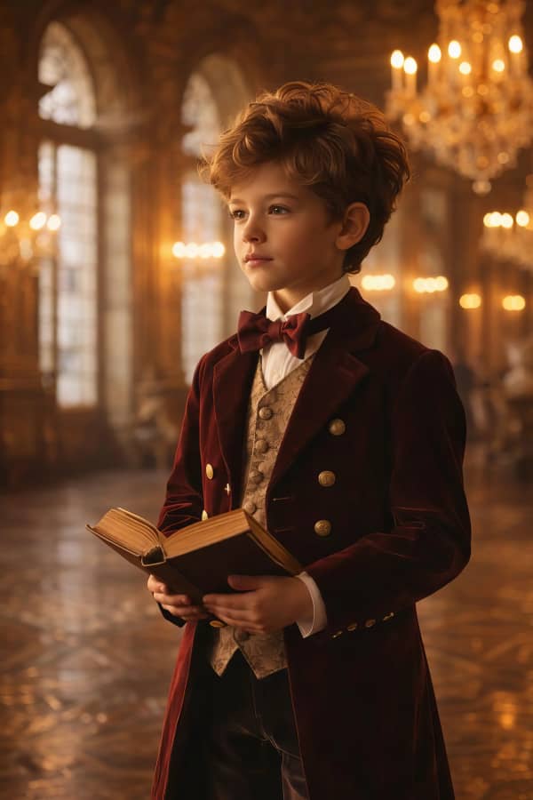 Boy in formal attire with book