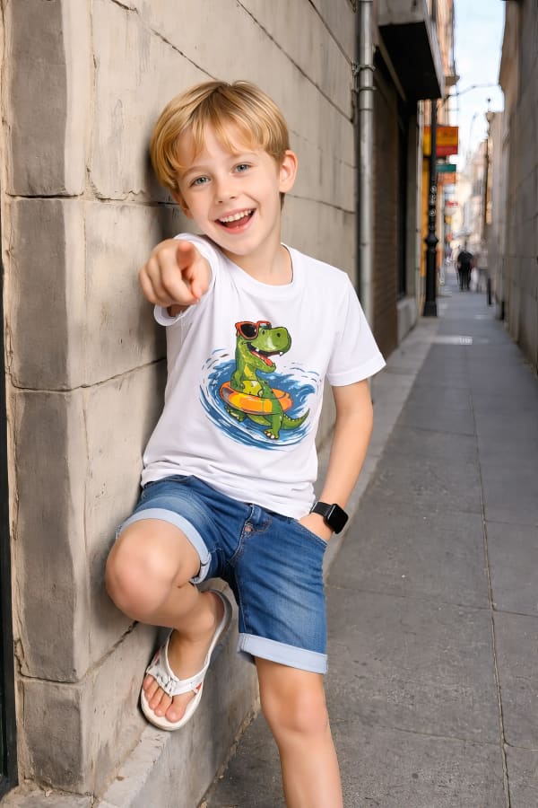 Boy leaning against wall