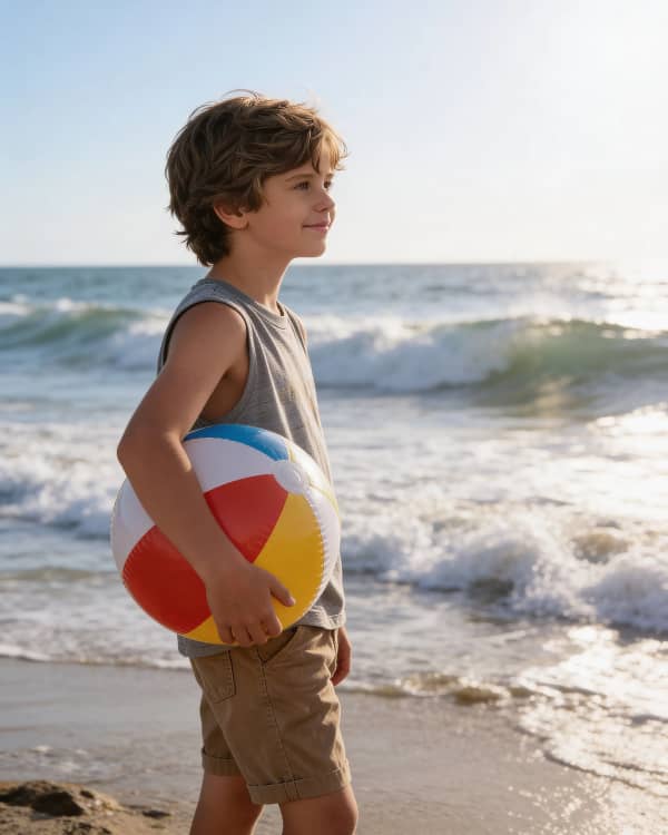 Boy with beach ball