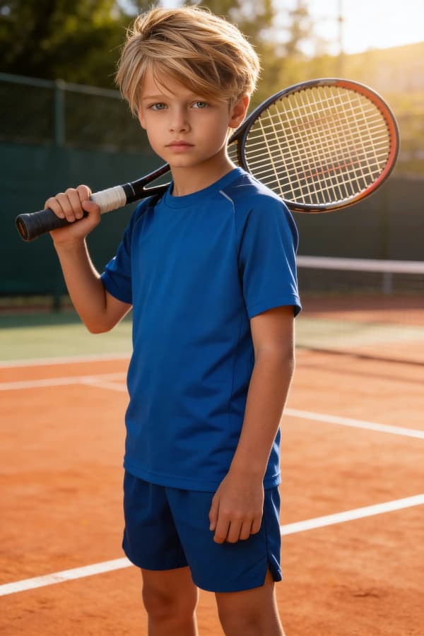 Boy with tennis racket