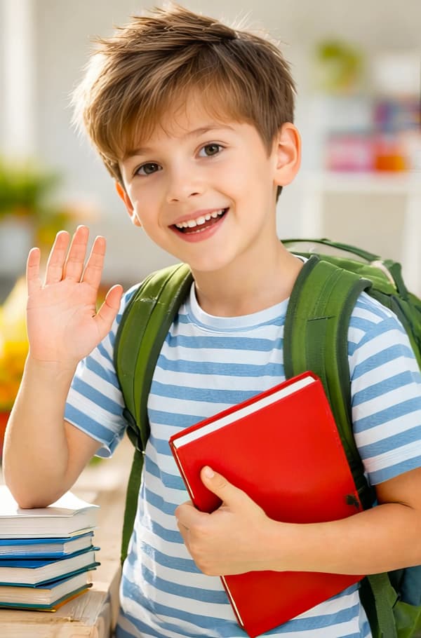 Boy holding books