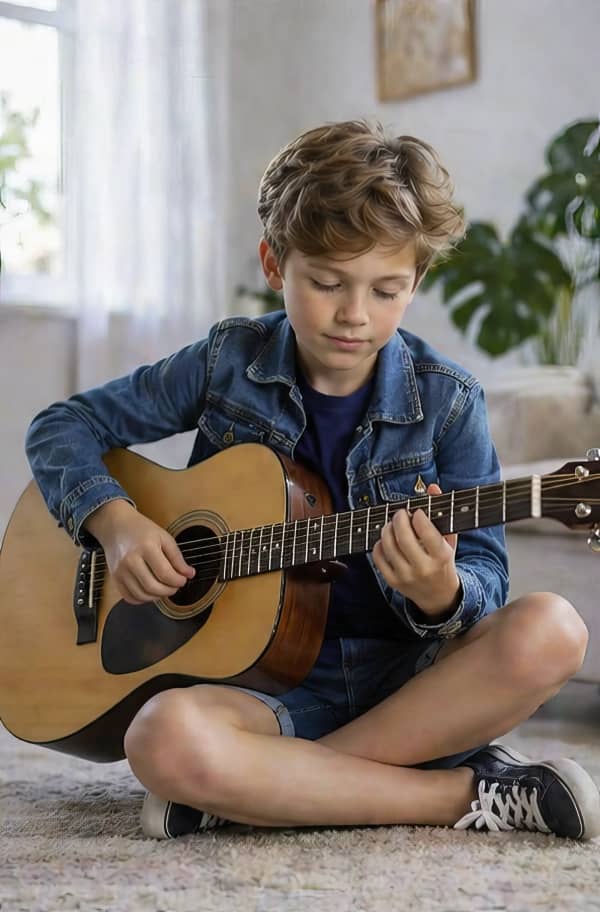 Boy playing guitar