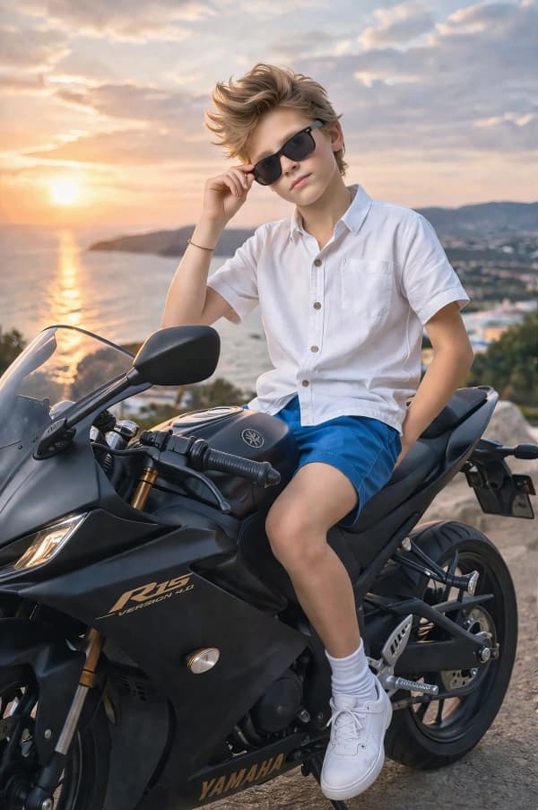 Boy on sport bike