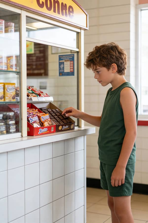 Boy at food stand