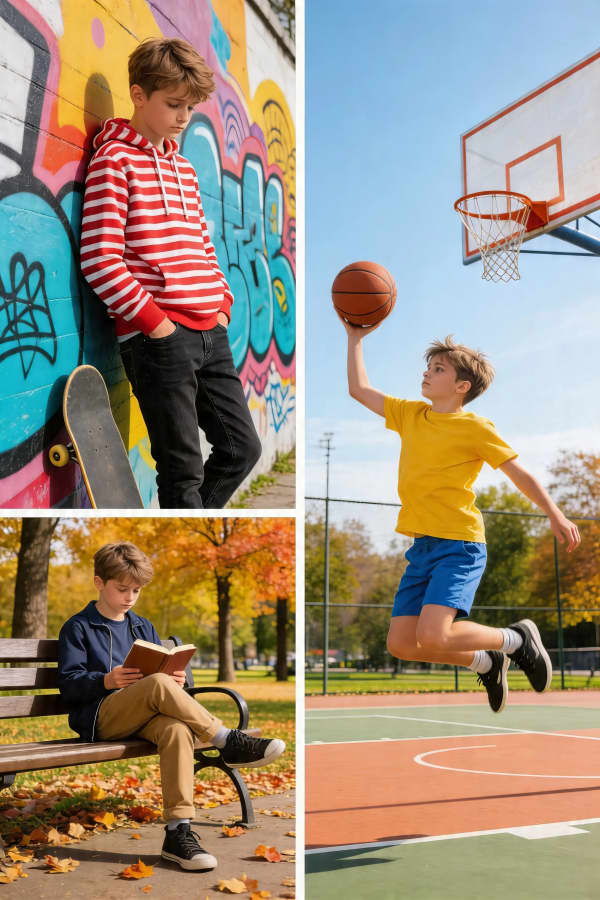 Boy sports collage
