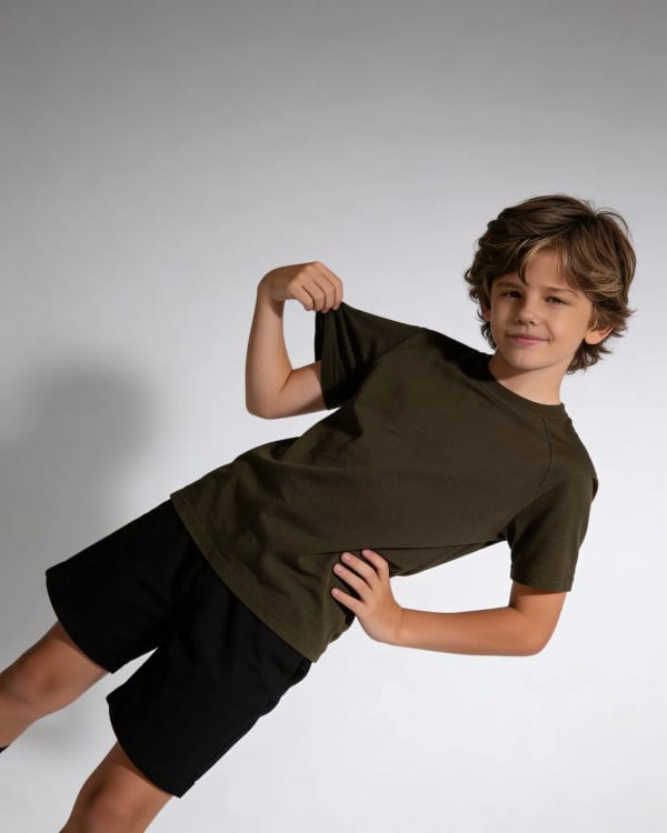 Boy leaning back