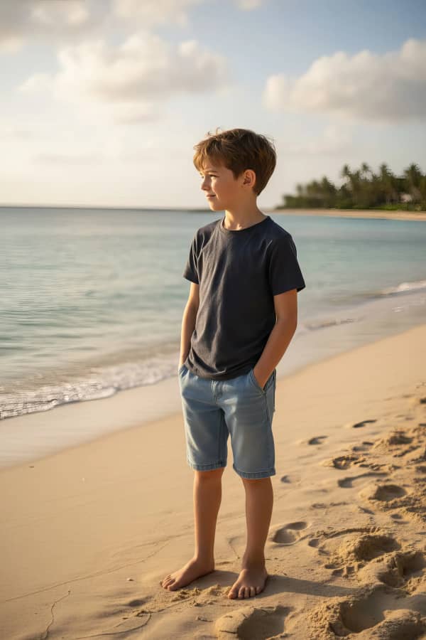 Boy running on beach
