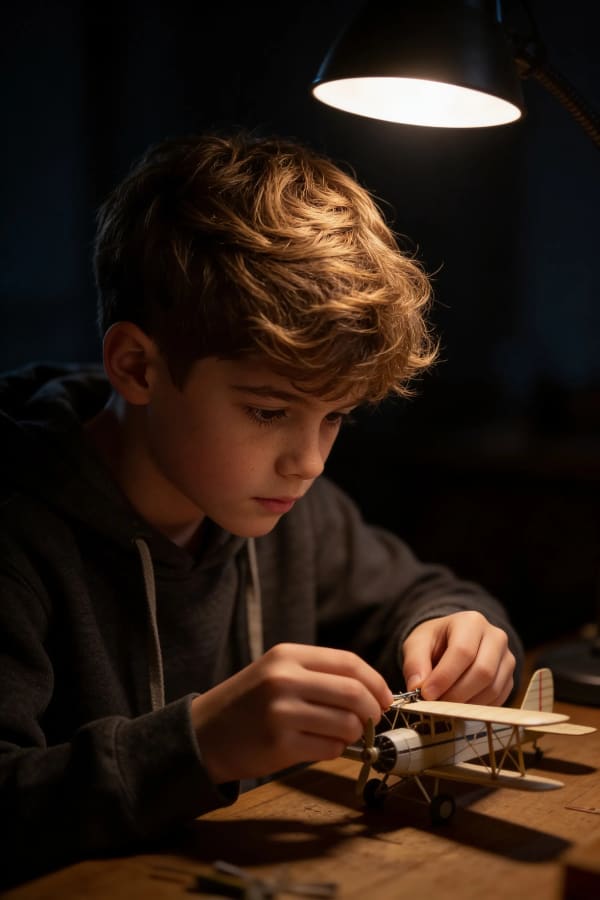 Boy working at desk
