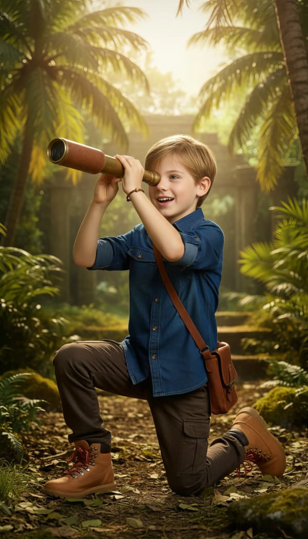 Boy with binoculars