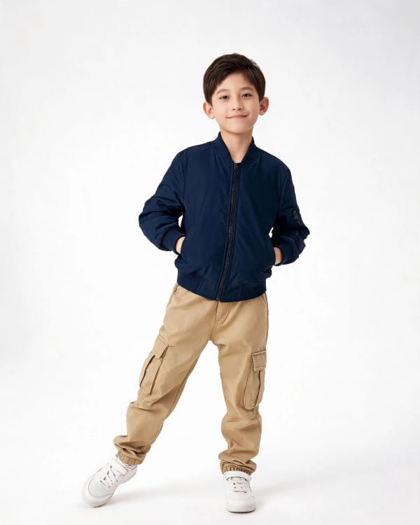 Boy standing in studio