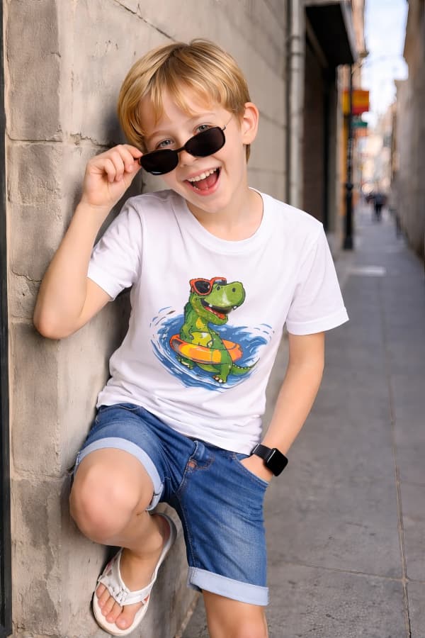 Boy leaning on wall