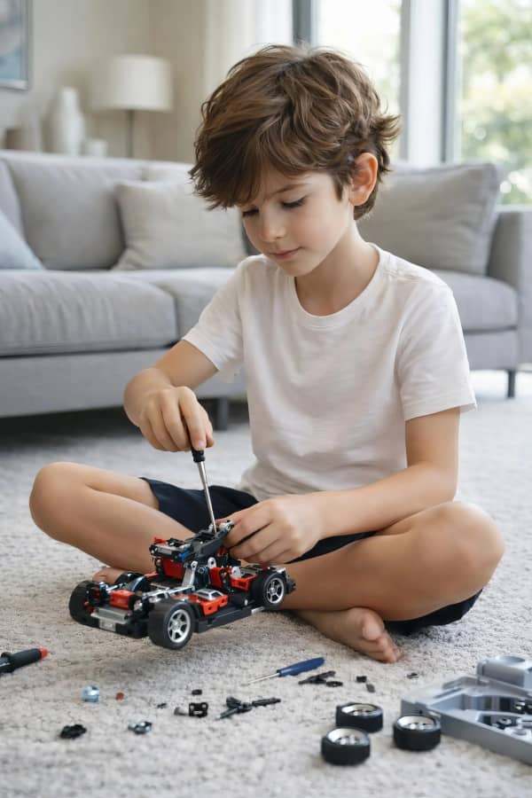 Boy playing with building toys