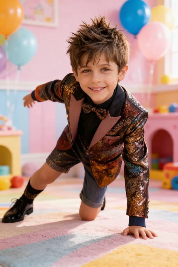 Boy playing in playroom