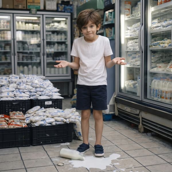Boy standing on scale