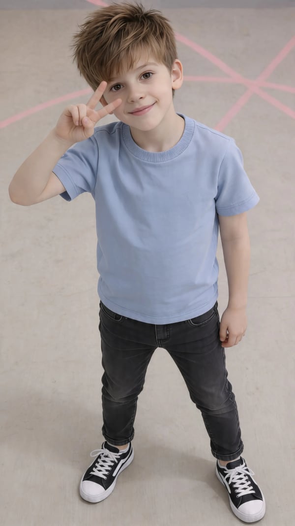 Boy pointing forward