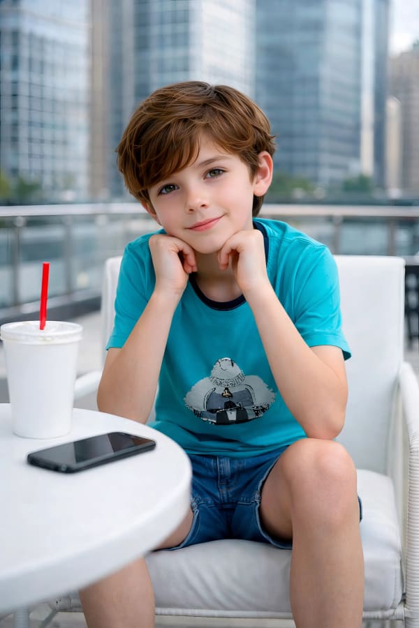 Boy sitting with phone
