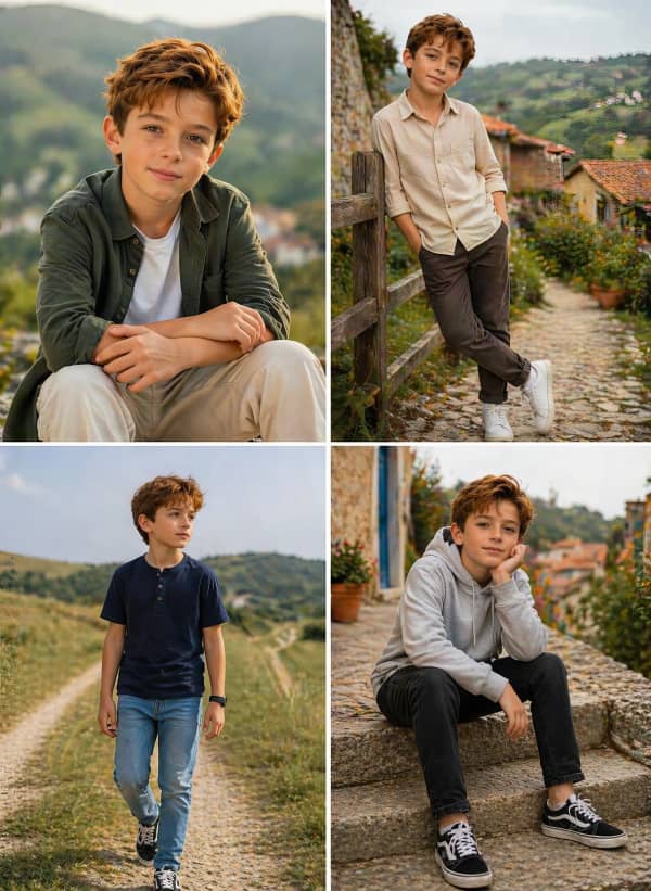 Boy village collage