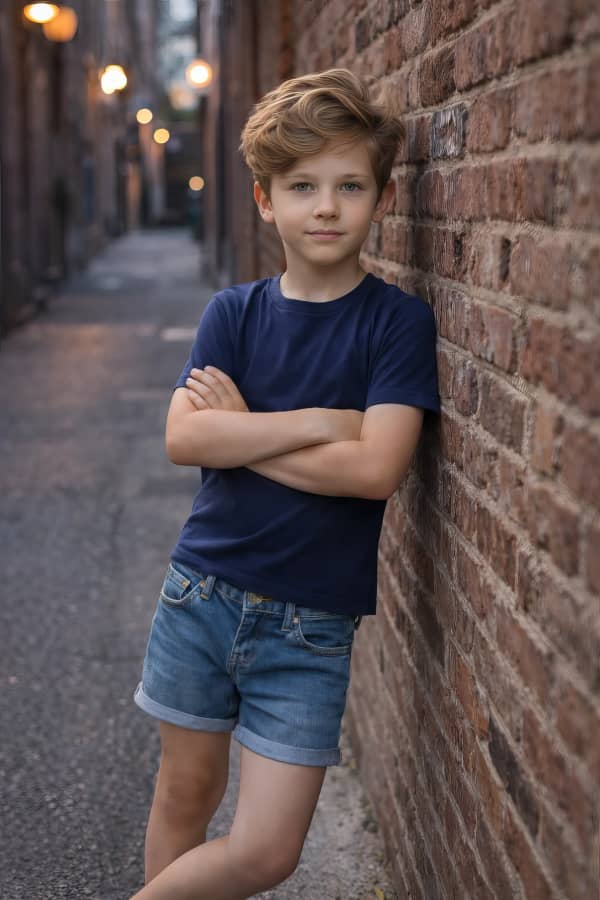 Boy leaning on wall