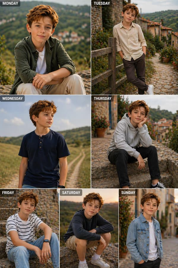 Boy black shirt collage