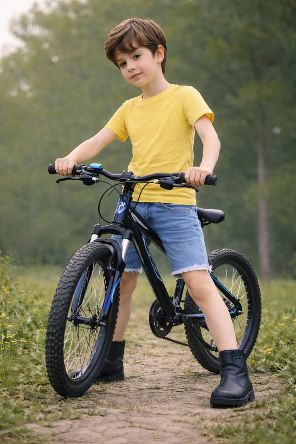 Boy with bicycle