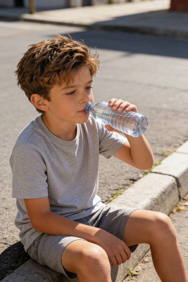 Boy drinking water