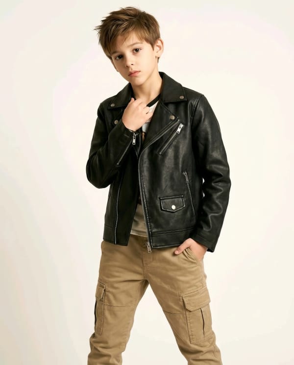 Boy in leather jacket