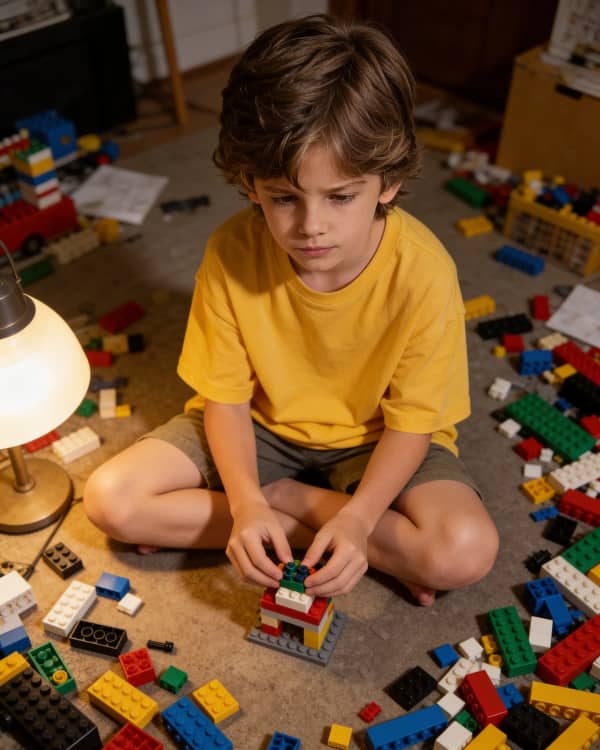 Boy playing with toy cars