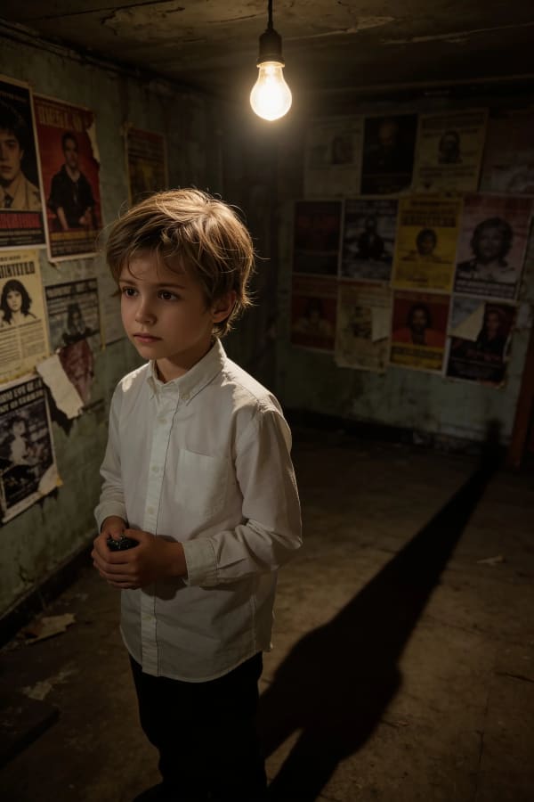 Boy in dark dingy room