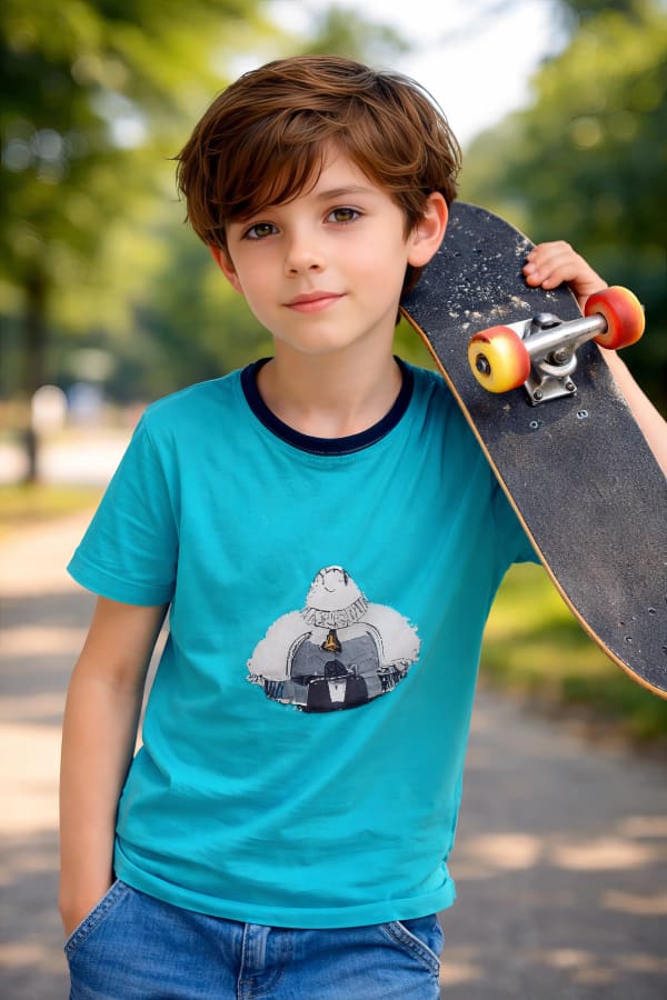 Boy holding skateboard outdoors
