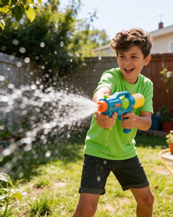 Boy with water gun