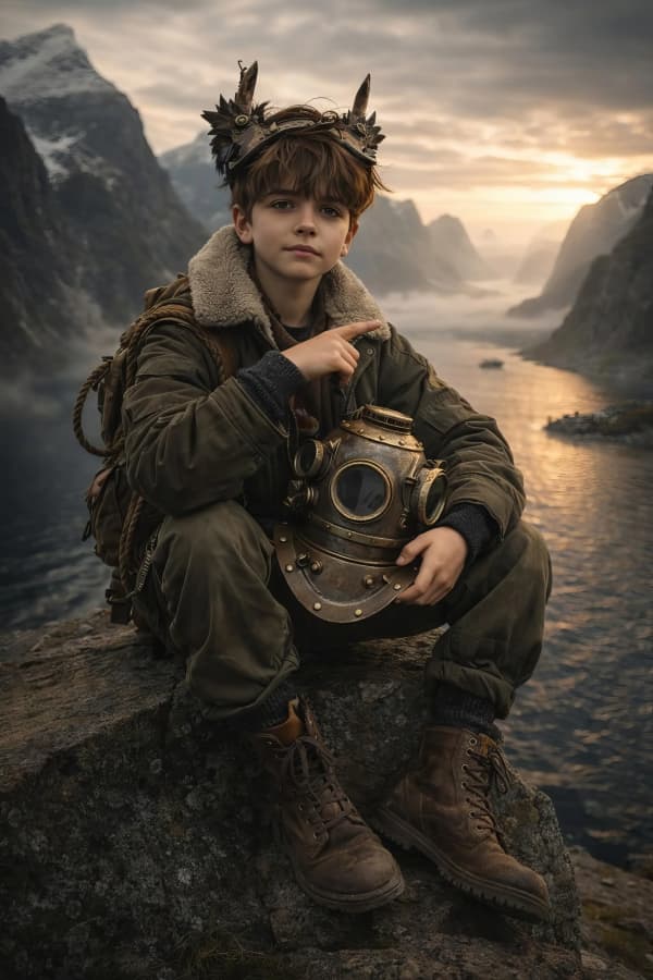Boy on city dock