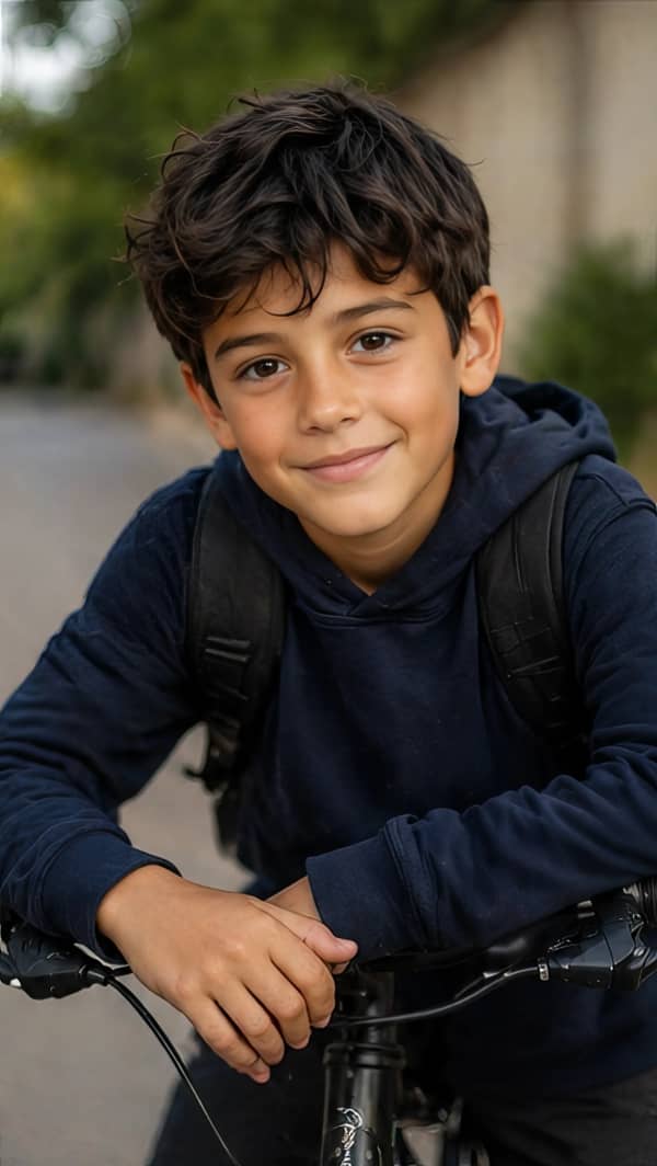 Boy sitting outdoors