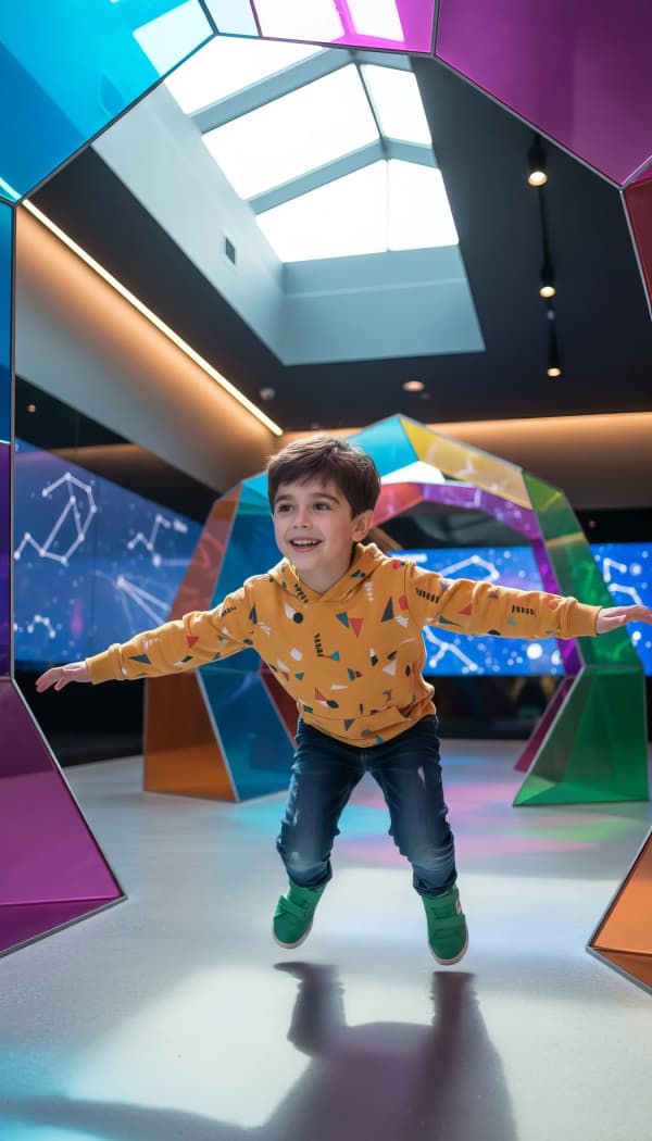 Boy in colorful room