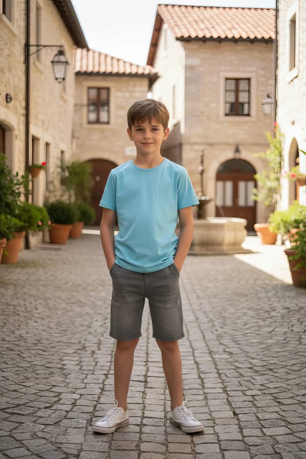Boy walking on path