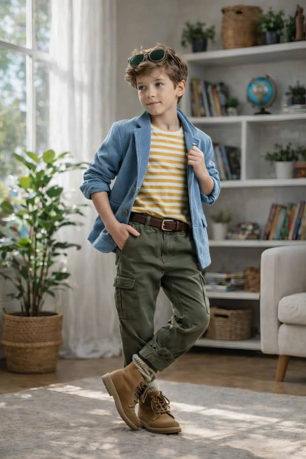 Boy standing by window