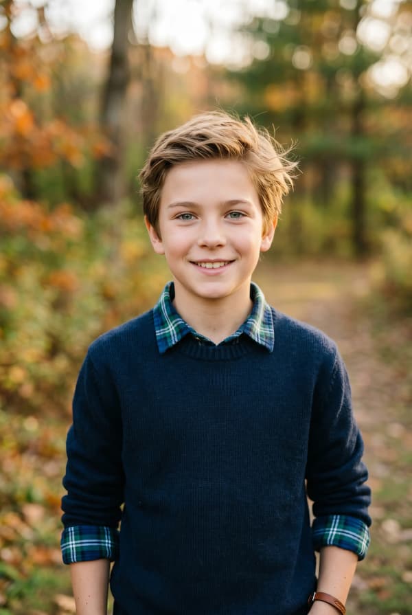 Boy in blue sweater