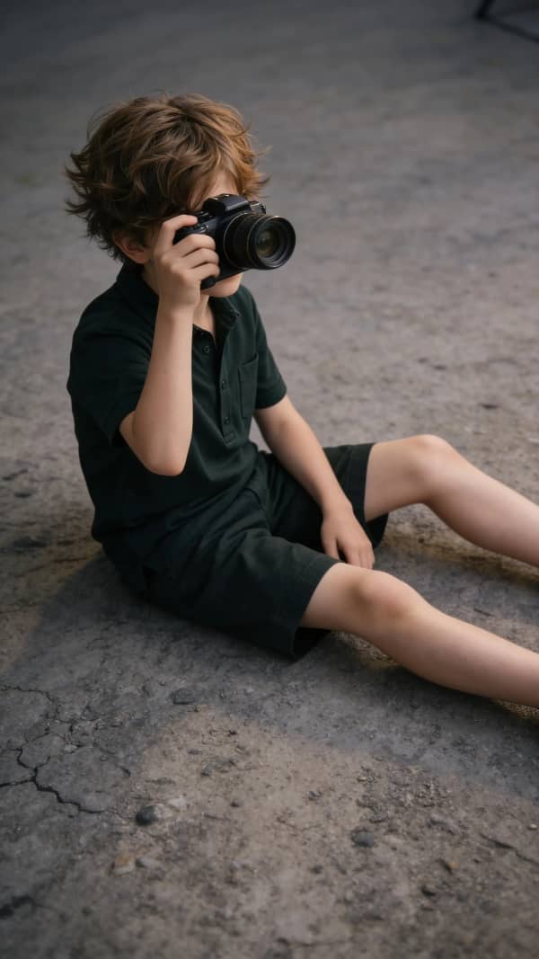 Boy sitting on floor