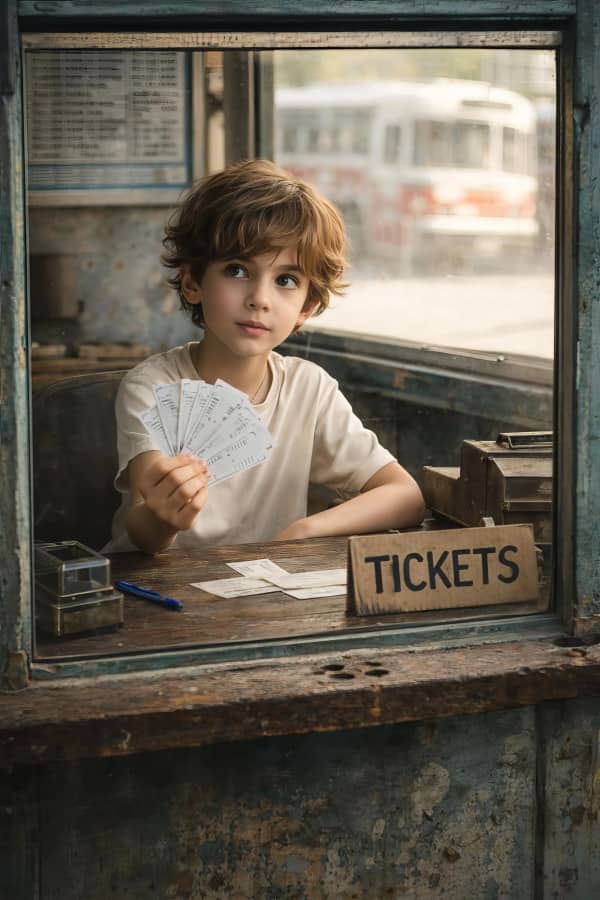 Boy at ticket booth