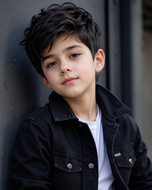 Boy in black jacket portrait