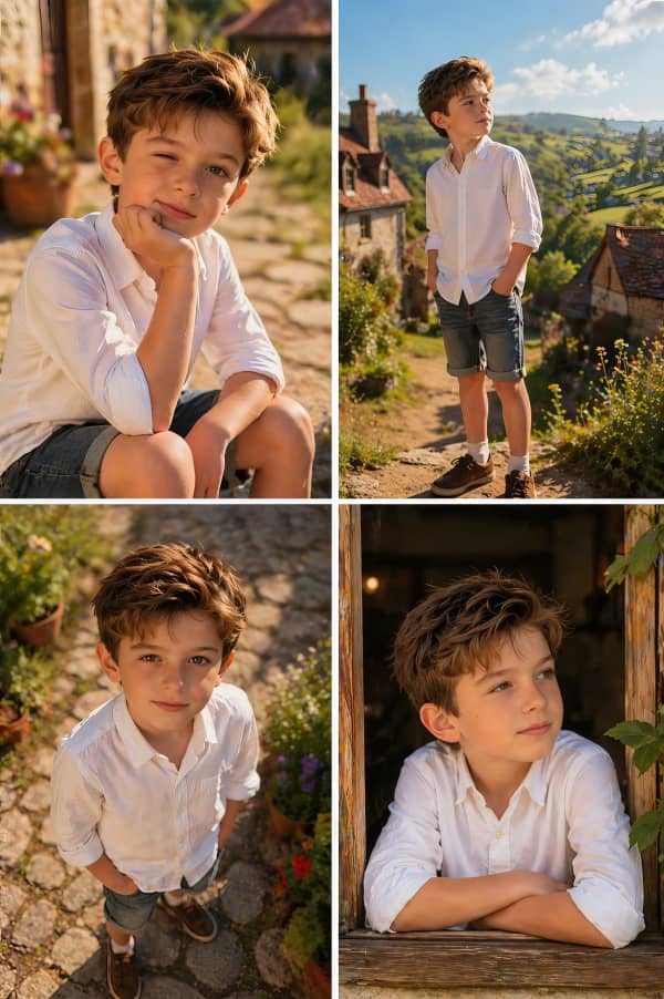 Boy white shirt collage