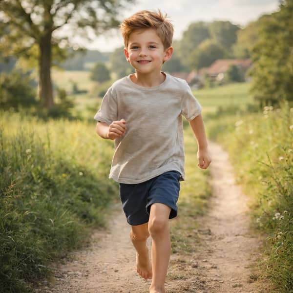 Boy running on path