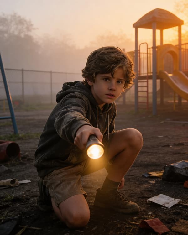 Boy holding glowing lantern