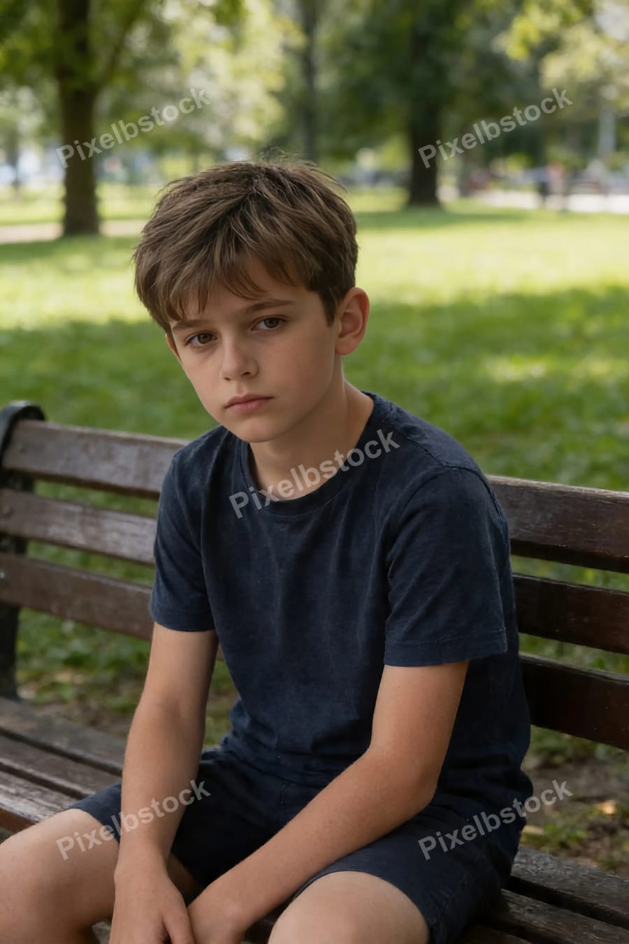 Boy sitting in park
