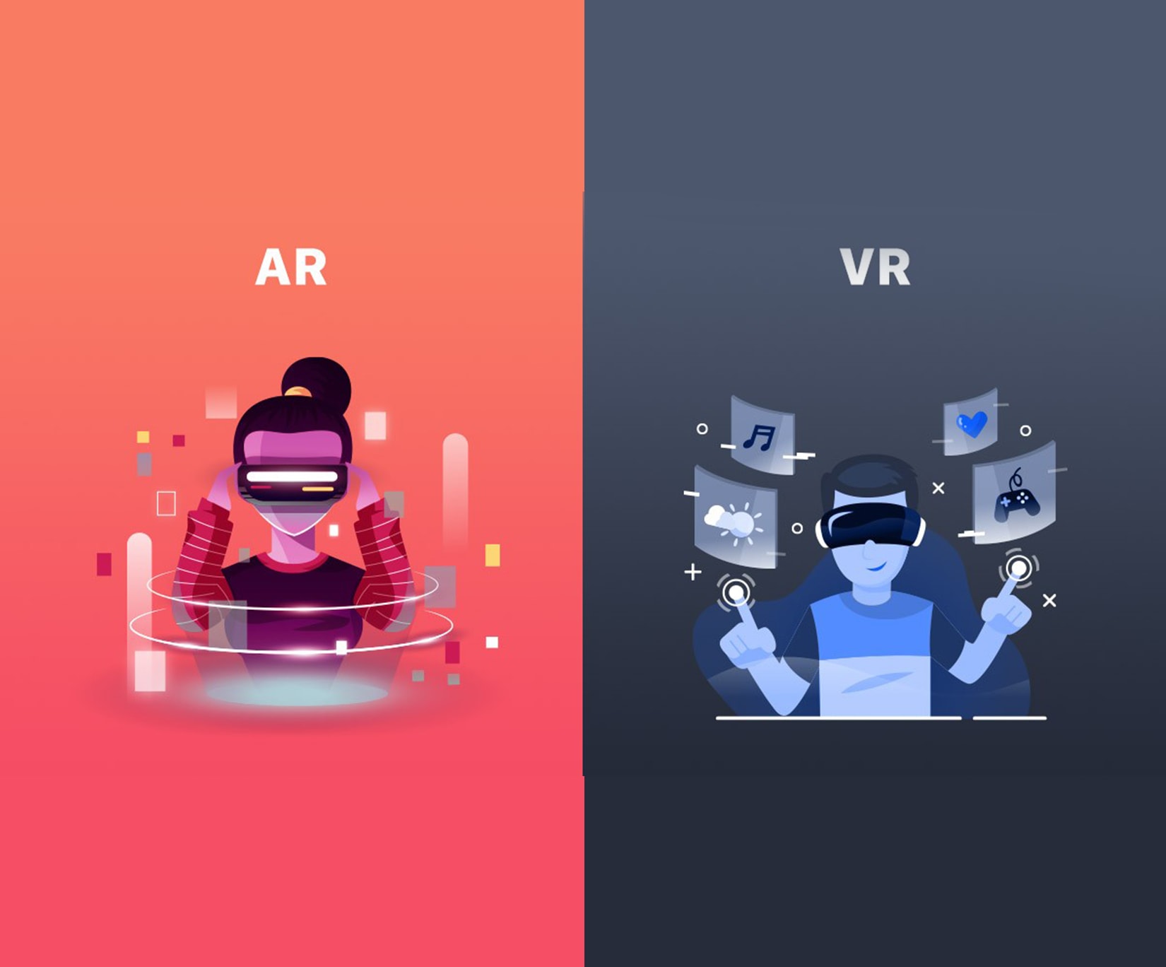 What is the difference between augmented reality and virtual reality